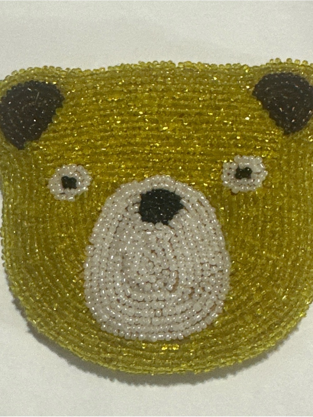Kids Beaded Bear Coin Purse - Mustard Yellow